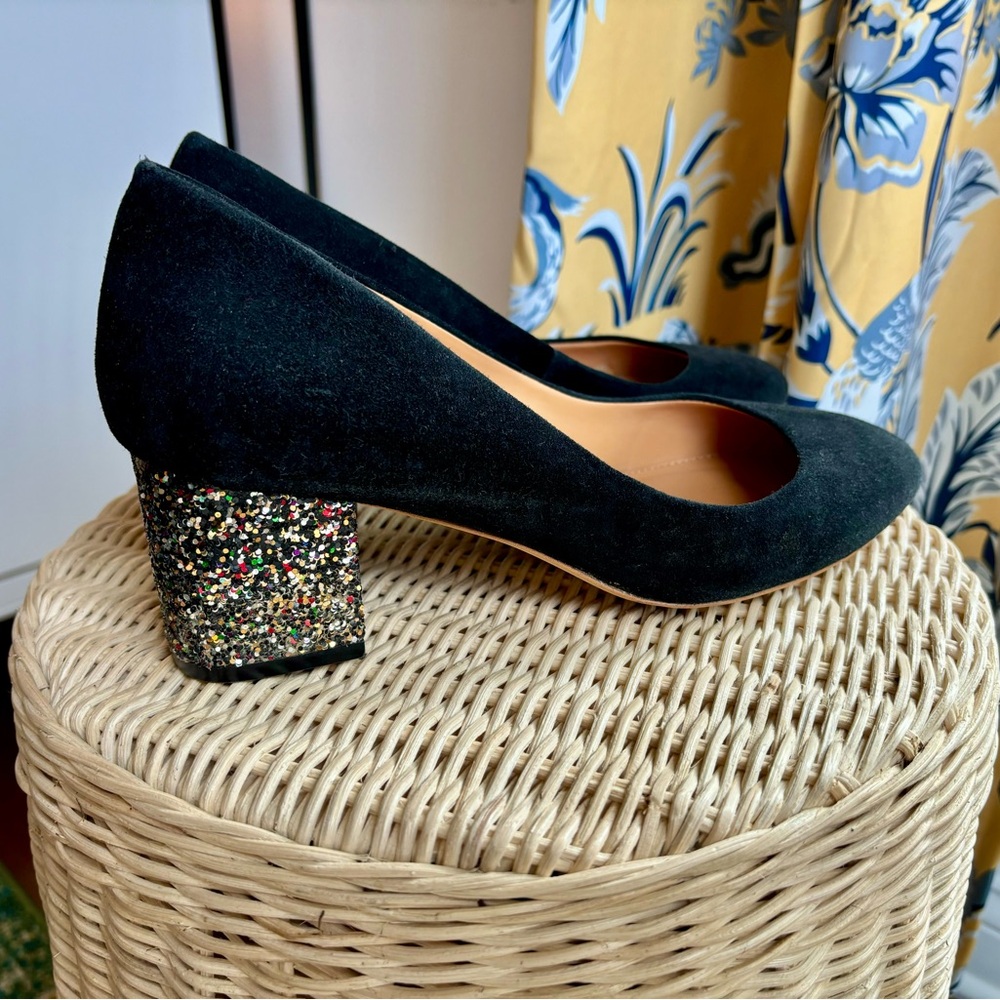 JCrew Sparkle and Suede Heels